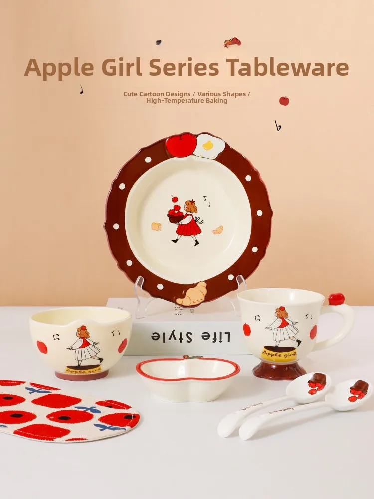 

Cute Cartoon Cerc Bowl for Girls cious Mealware Set Home Use Arst Brand High Temperature Firing Cartoon Pattern Bowl