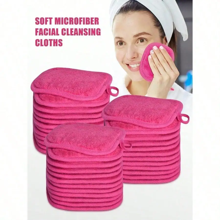 12pcs Reusable Makeup Remover Pads With Edging Design, Slouchy Washable Makeup Cleansing Wipes