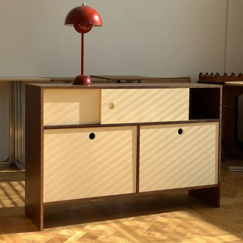 

Simple home ocean board medieval cabinet floor-to-ceiling dining side cabinet small apartment household ins wind storage cabinet