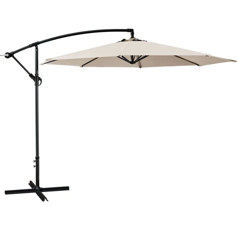 195*32.5*14cm Patio UV Protection Awning Garden Umbrella Aluminum Frame Outdoor Canopy Beach Garden Sunshade With Cross base