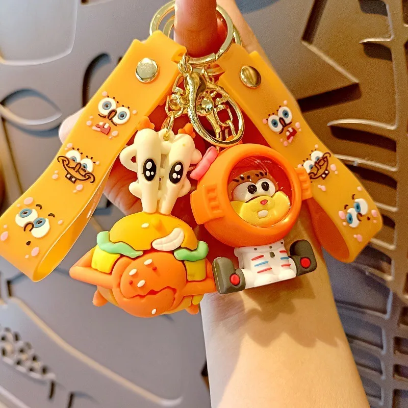 

Kawaii SpongeBob SquarePants Cartoon Keychain Pai Daxing 3D Doll Bag Pendant Car Keychain Gift