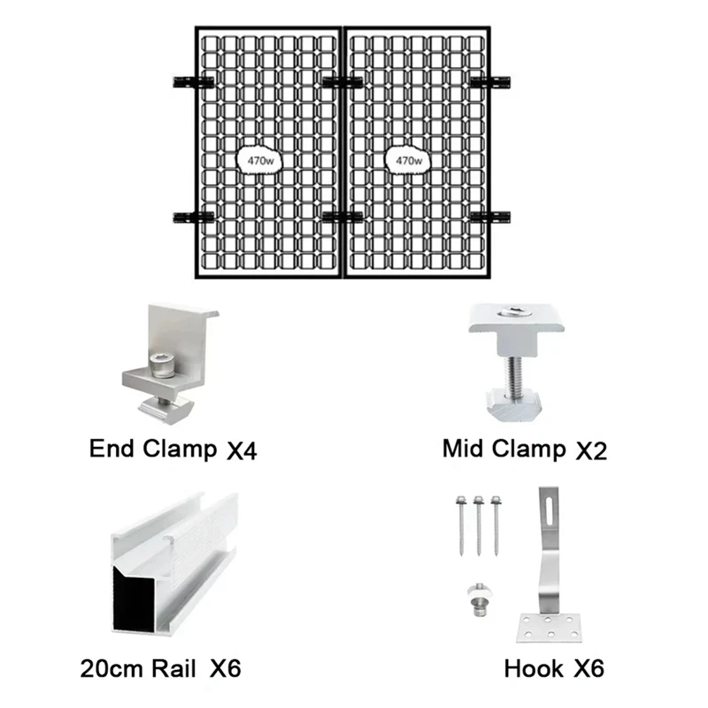 Solar Panel Mounting Bracket Accessories Glazed Tile Roof Hook Set Photovoltaic Bracket Installation Tin Tile Roof Durable