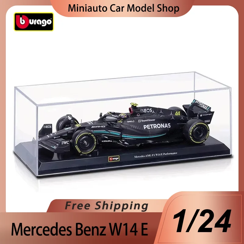 

В наличии 2023 Bburago F1 1:24 Mercedes-Amg BEZ F1 W14 E Миниатюрная модель из сплава под давлением #63 44 Льюис Гамильтон формула автомобильные игрушки