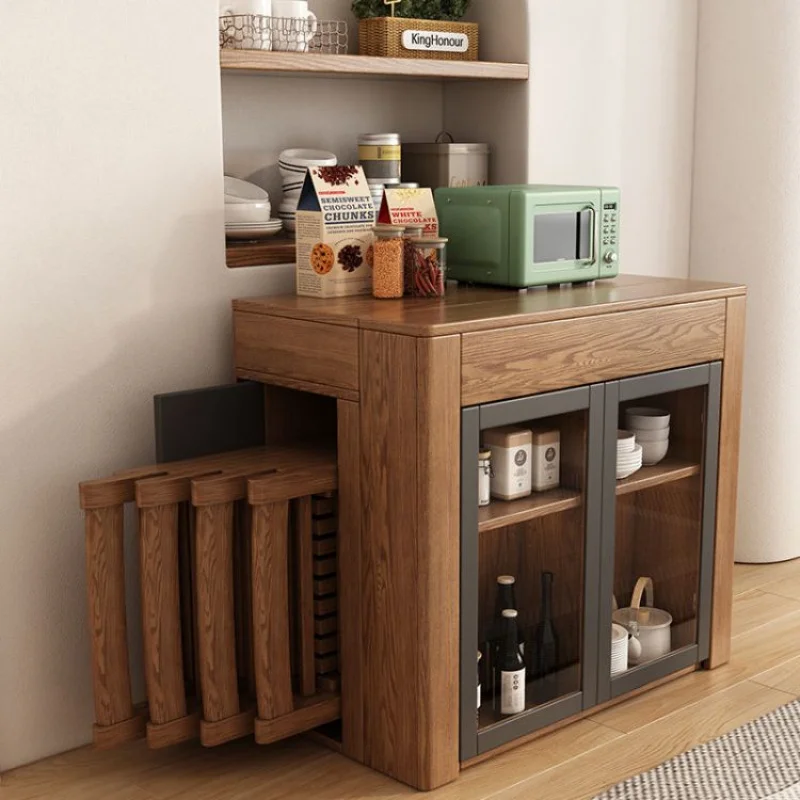 custom.Modern Dining Table Multifunctional Retractable Table Folding Wooden Dining Table Restaurant Kitchen