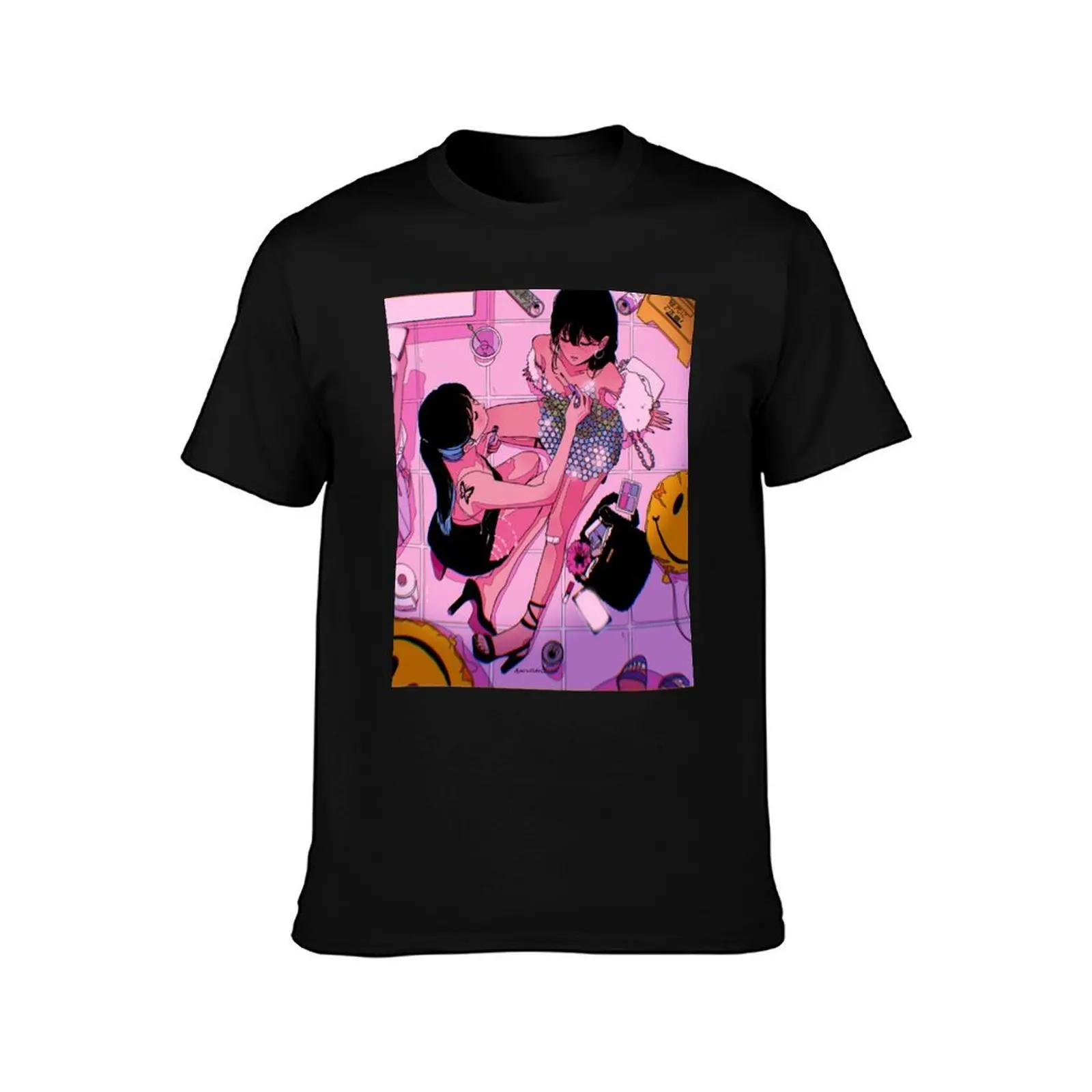 Make-up Touch-up T-Shirt Summer Casual Cotton Tee Oversized Streetwear Tops Vintage Graphic Print Loose Fit Short Sleeve
