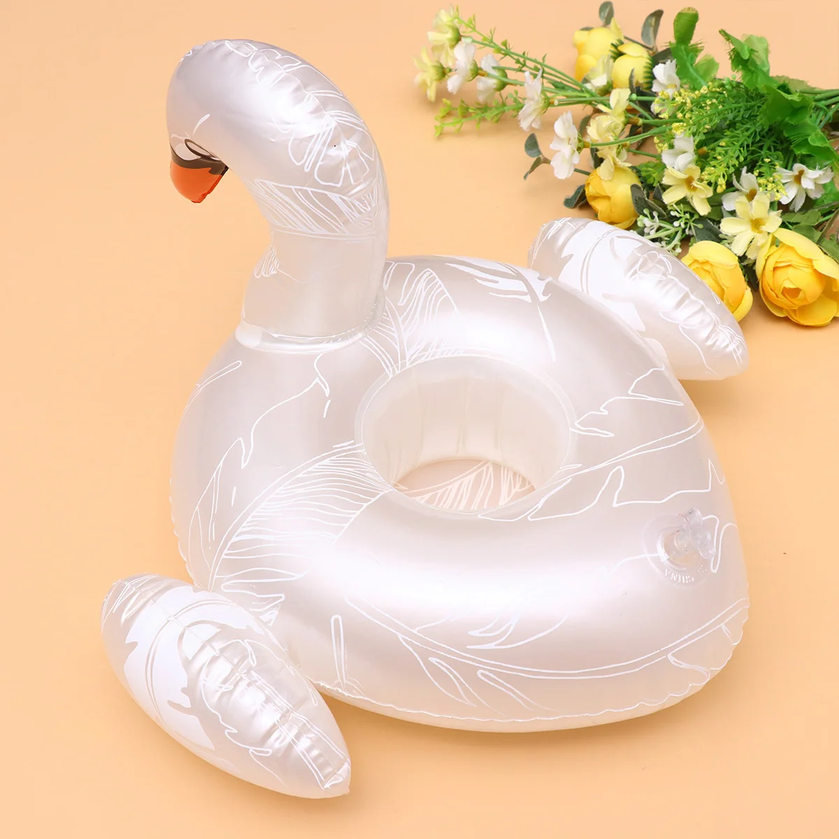 White Swan Water Beer Holder Inflatable Water Floating Beer Bottle Holder Float Mat Beer Tray (White)