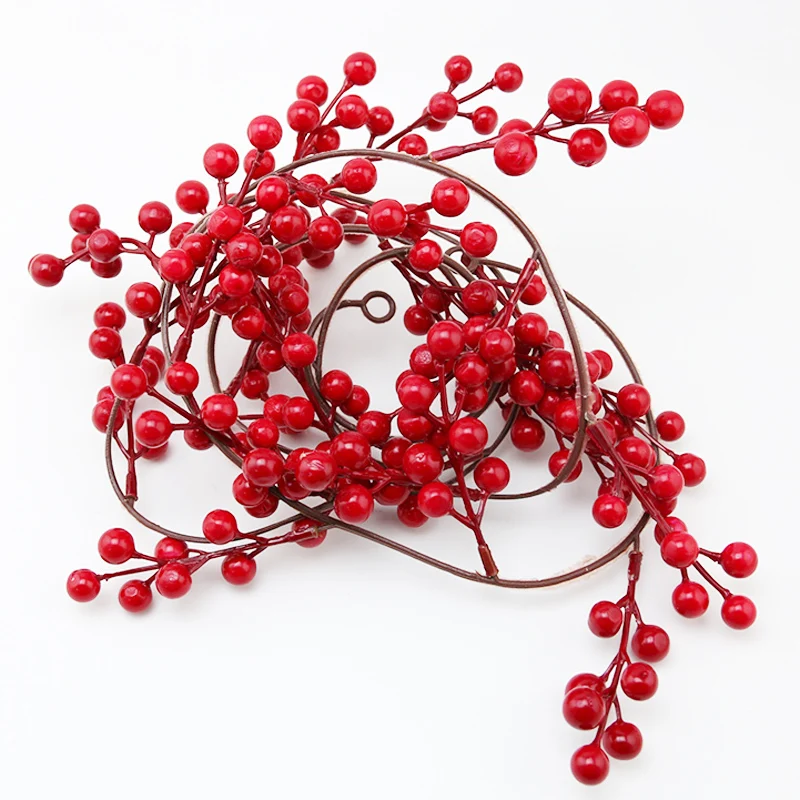 (1 Pcs/pack) Red Christmas Cherry Pendant 1.9m Long Wedding Decoration Holiday DIY Decoration Gift Package Decoration