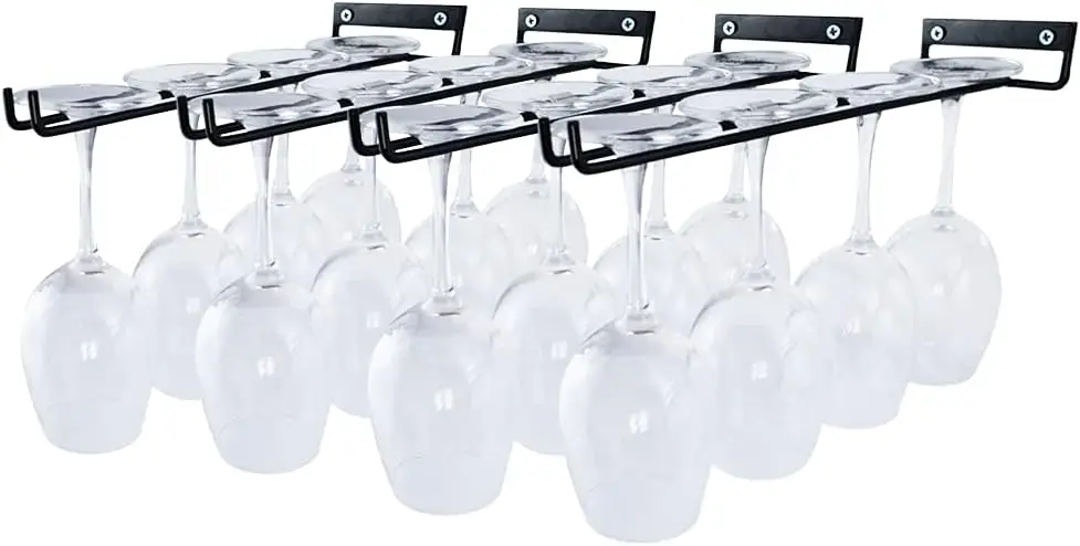 

Настенные держатели для винных бокалов 12 дюймов, 4 штуки, для установки под шкаф, для декора кухни и бара