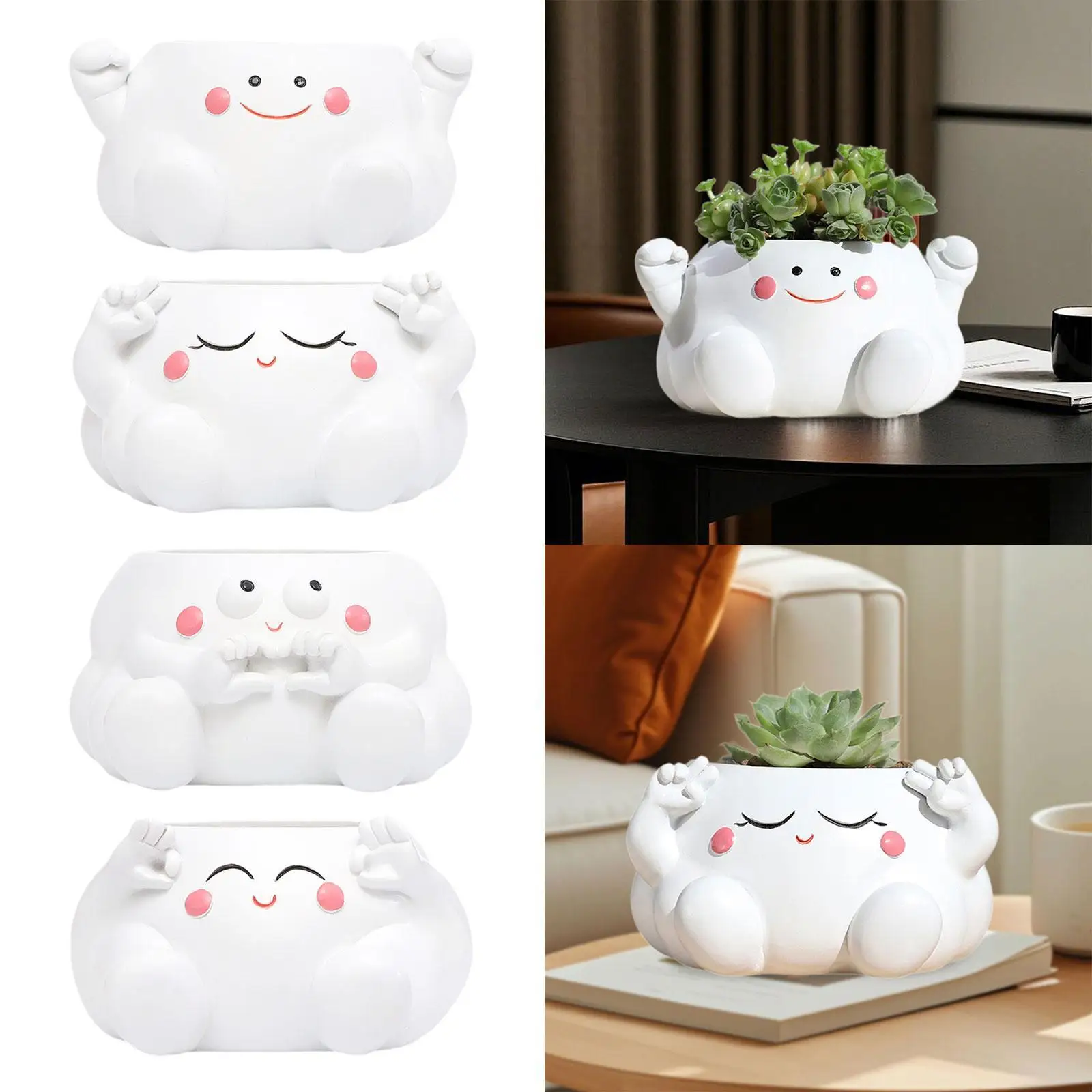 

Resin Plant Pot Display Container Cactus Flowerpot Housewarming Gift Planter for Balcony Shelf Home Living Room Farmhouse