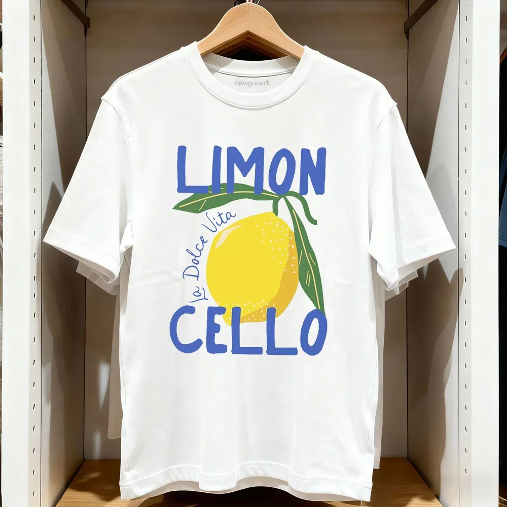 Vintage Italian Limon Cello Graphic T Shirt Men Women Retro Fruit Painting Tee Casual Summer Short Sleeve Cotton Unisex Tops
