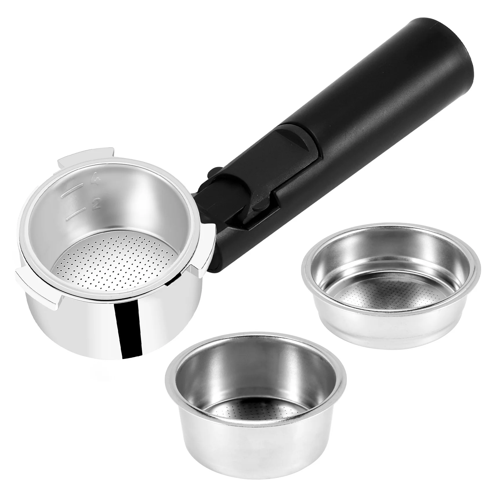 

A02V-51Mm Bottomless Filter Coffee Machine Accessories Domestic Coffee Machine Accessories Bracket Handle Hollow Handle
