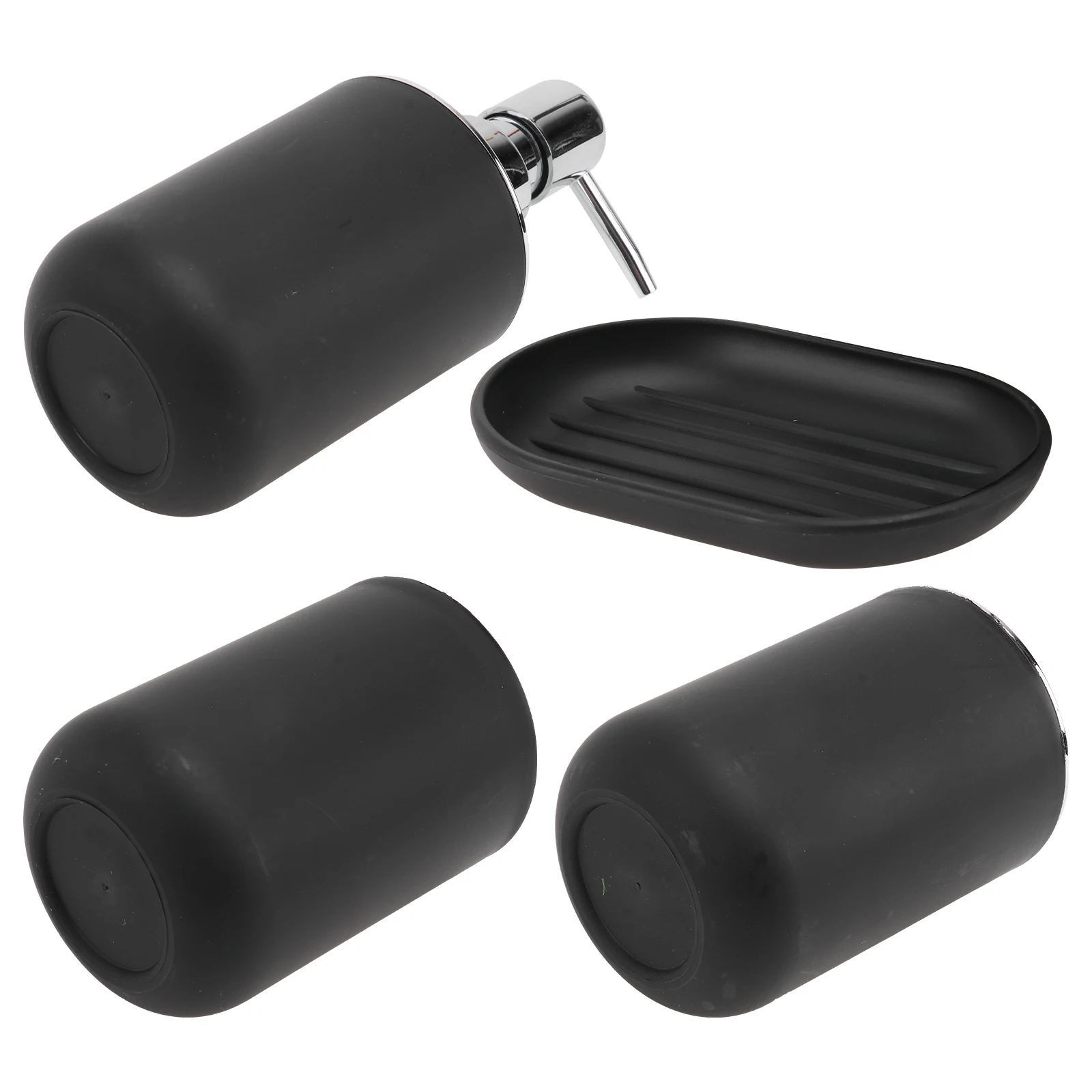 

Bathroom 4 Piece Set Black Wash Supplies Toothbrush Cup Gargle Modern Hotel Home Plastic Toiletries Simple Accessories Bathroom