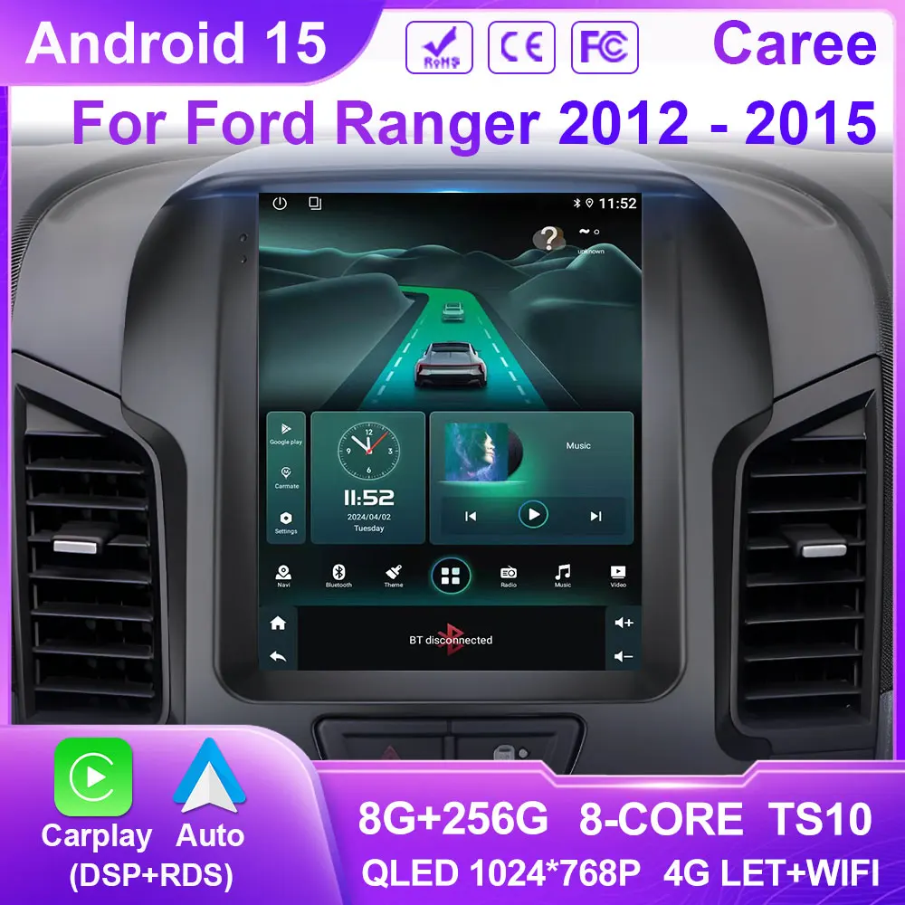 

9,7-дюймовый Android 15 для Ford Ranger 2012 2013 2014 2015 Автомобильный радиоприемник Стерео Авто DSP Carplay GPS-навигационный плеер BT Video 4G Lte