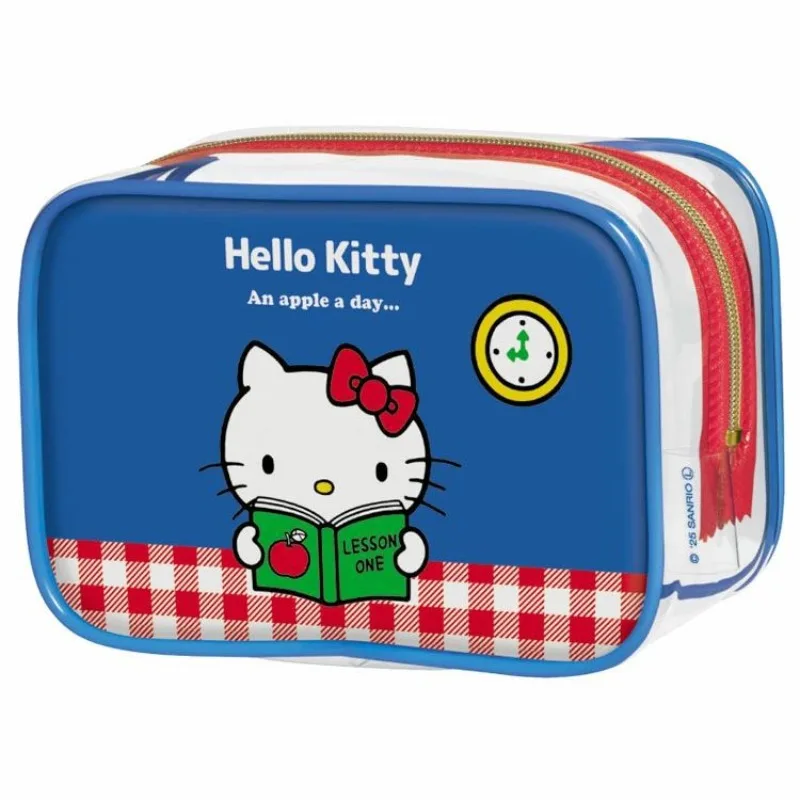

Новая креативная косметичка из ПВХ с ограниченным принтом Hellokittys, прозрачная печать, милая розовая сумка для ручек с леопардовым принтом, студенческая учебная сумка