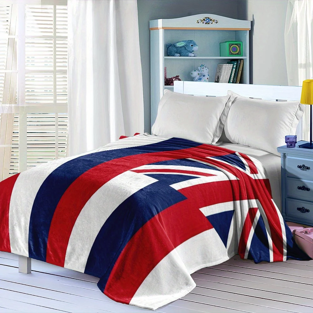 Customize 1pc 230GSM Stylish Hawaiian State Flag Pattern Flannel Blanket, a Versatile and Practical Blanket for Beds, Dorms, Sof