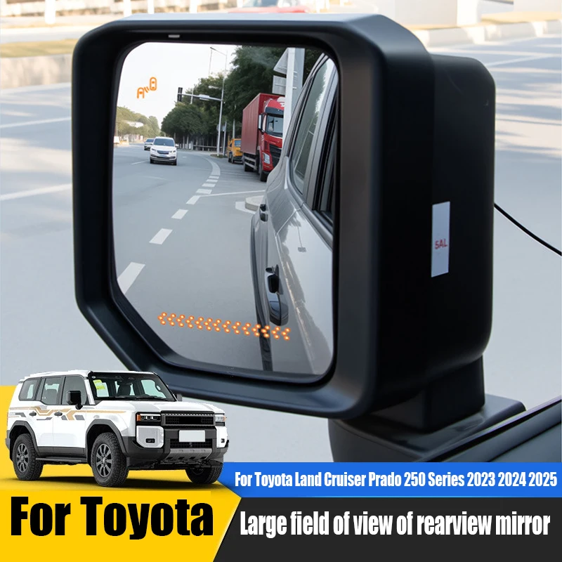 For Toyota Land Cruiser Prado 250 Series 2026 2025 2024 Rear view mirror large field of view lens reverse assist reflector lens