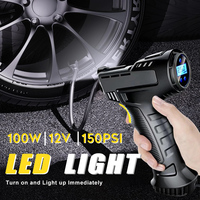 100W Handheld Air Compressor Inflatable Pump Portable Air Pump 12V Tire Inflator Digital for Car Bicycle Balls Built LED Light