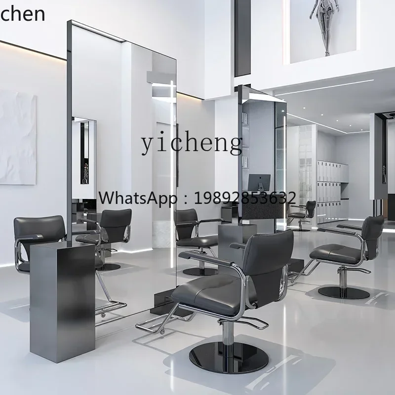 YFY hairdresser high-end mirror table single and double-sided floor mirror barber shop hair cutting mirror 3