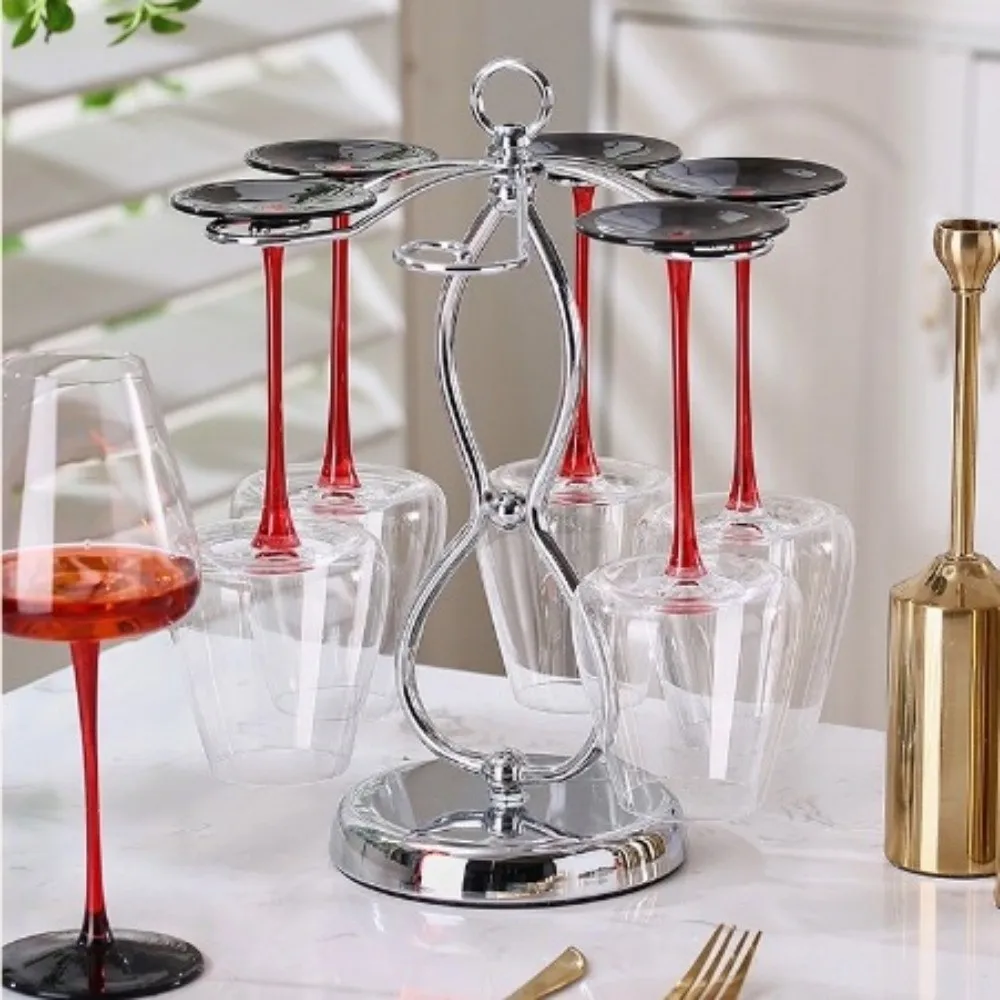 

Creative Desktop Wine Glass Stand Iron with 6 Hooks Storage Rack Wine Glass Holder For Kitchen Bar Living Room Office