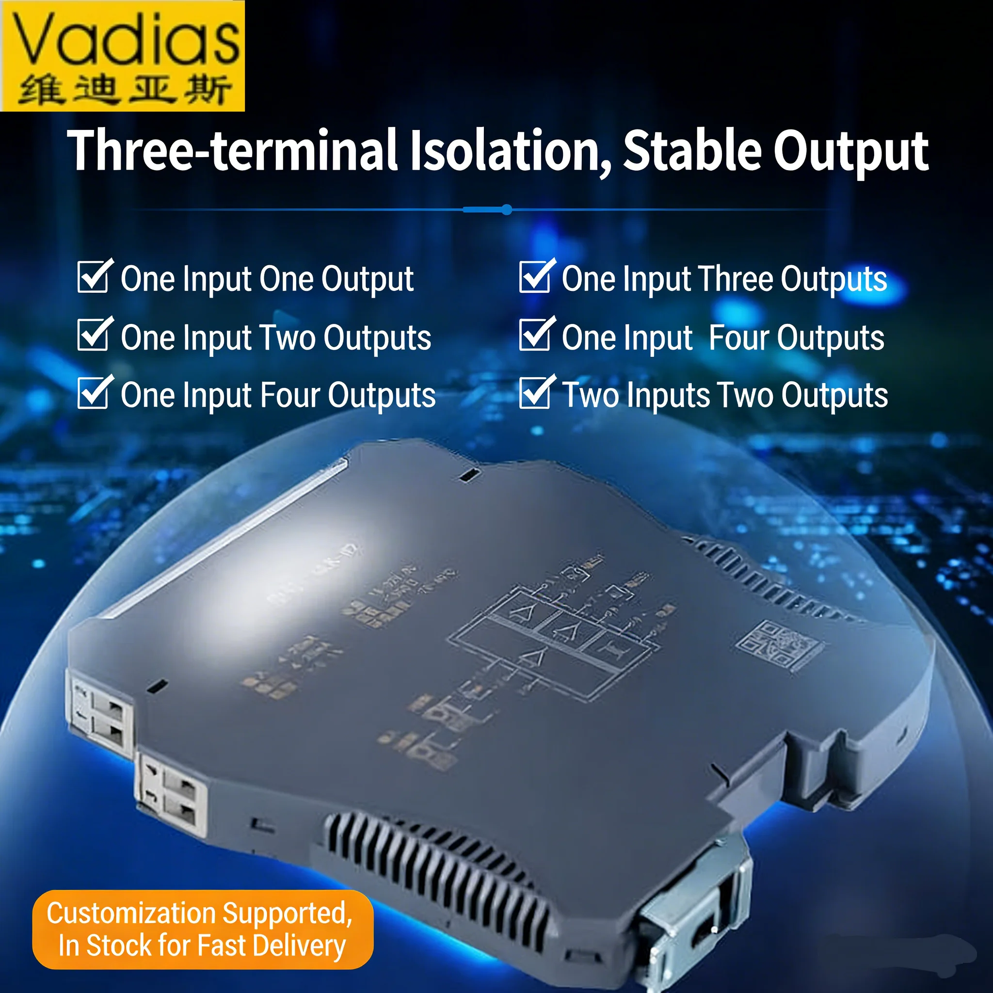 Analog Signal Isolator DC24V Multi-Channel Signal Isolation 4-20mA 0-10V 1-5V Anti-interference Galvanic Signal Converter