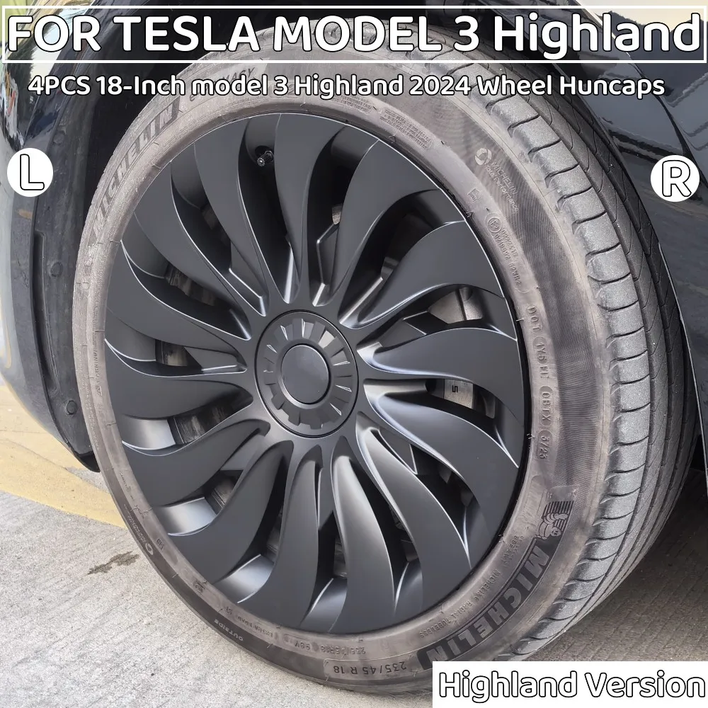 4PCS 18-Inch Wheel Cover For Tesla Model 3 Highland 2024 Performance Hub Caps  Replacement Wheel Cap Full Rim Cover Accessories