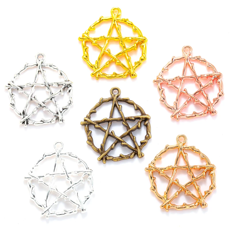 

5pcs 6 Color Simplicity star Charms Metal For Earring necklace Pendants DIY Handmade Jewelry Accessories Making 28*26mm L342