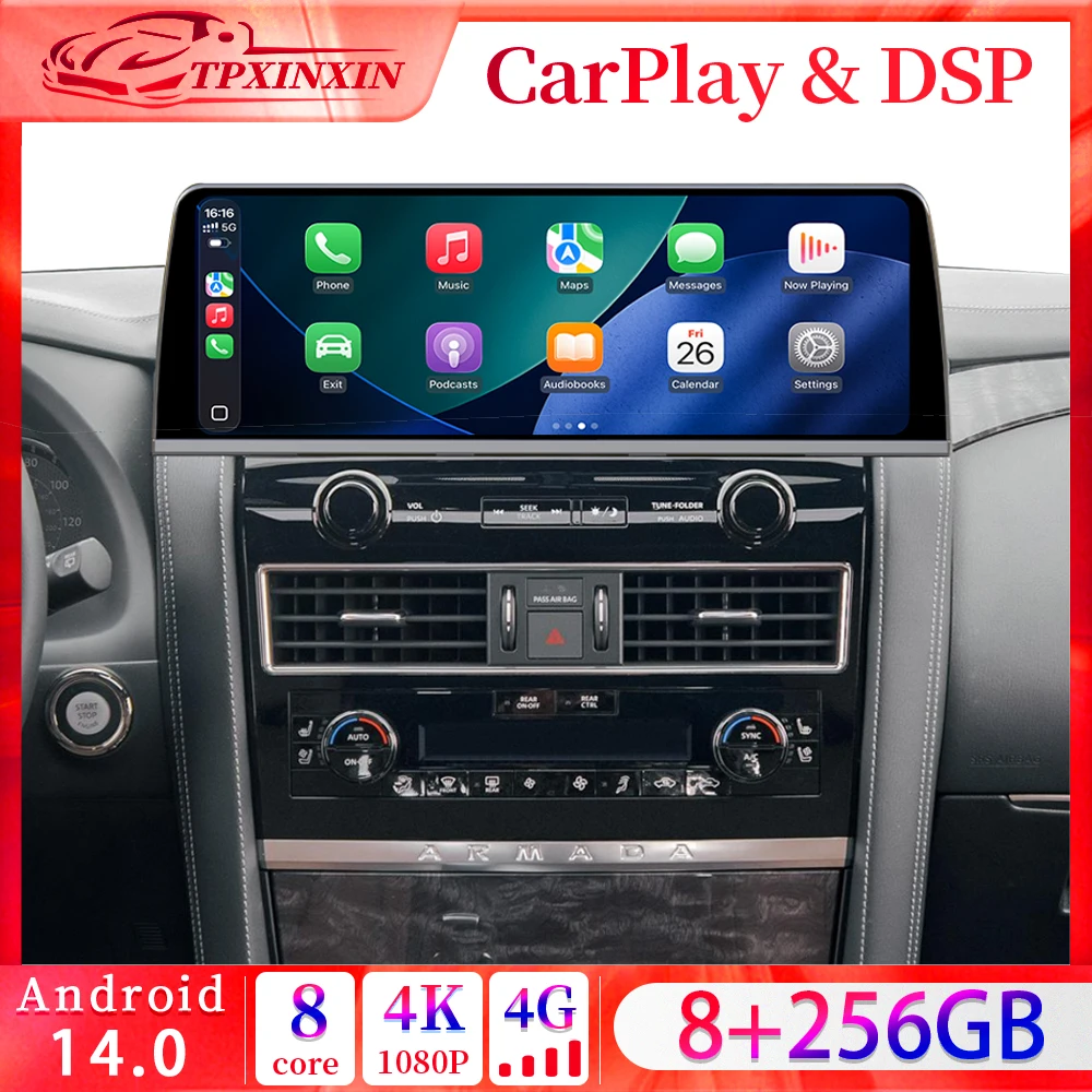 16.3Inch Screen for Nissan Armada Patrol Royale SL 2010-2023 Tesla Style Android 14 car radio Stereo Multimedia GPS Navi carplay