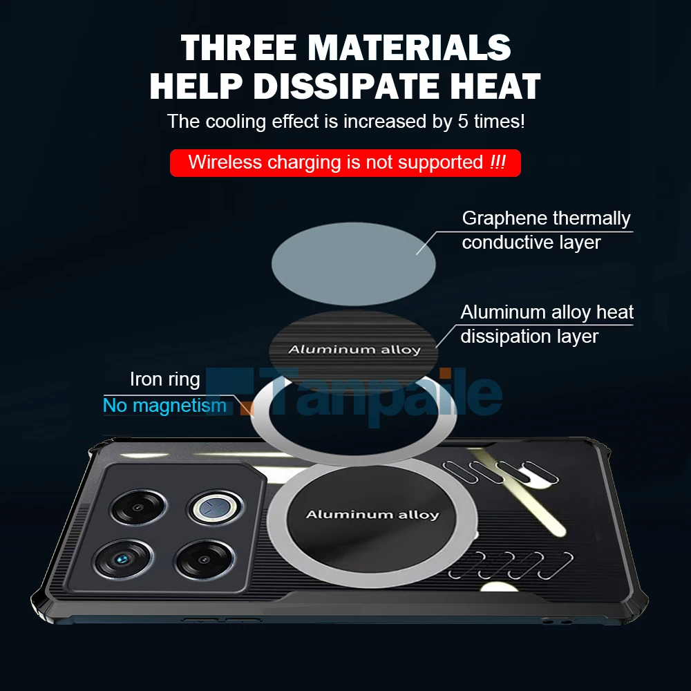 Magnetic Cooling Case For Infinix GT 20 Pro Case Shockproof Gaming Funda Bumper Heat Dissipation Cover