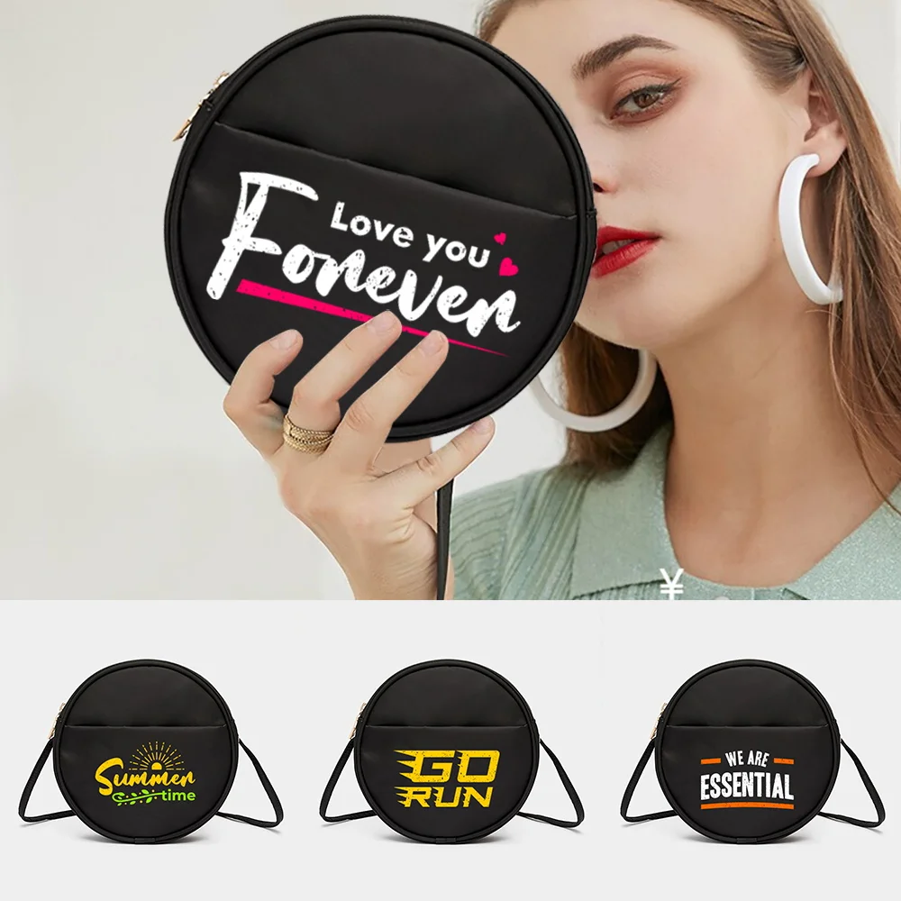 Womens' Messenger Bag Phrase Series Pattern Mini Round Messenger Shoulder Crossbody Bag Top-Handle Bags Makeup Satchels Bags