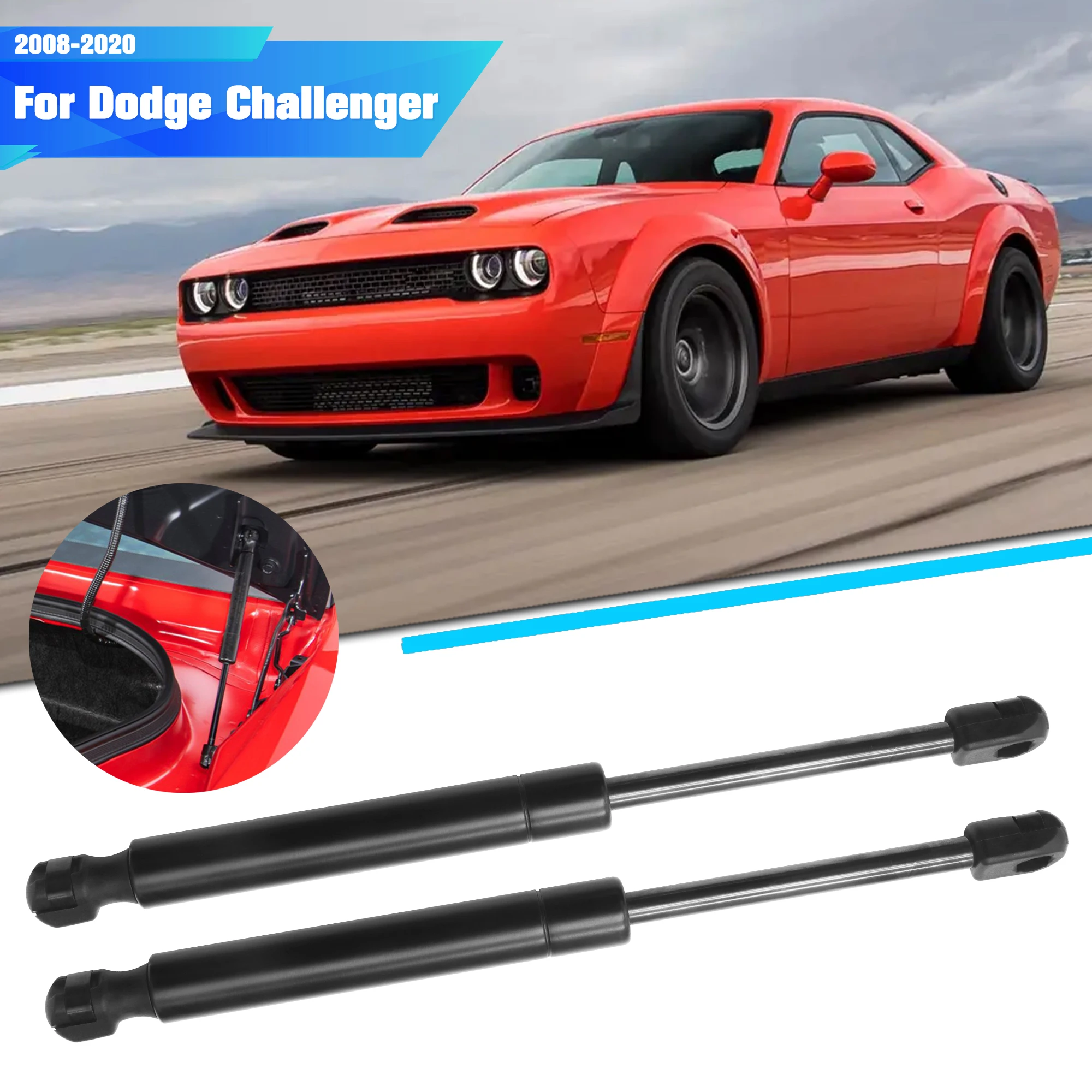 2pcs Gas Tailgate Support Struts  For Dodge Challenger 2008-2020 04589645AA, 04589645AB Gas Lift Supports with Springs Boot