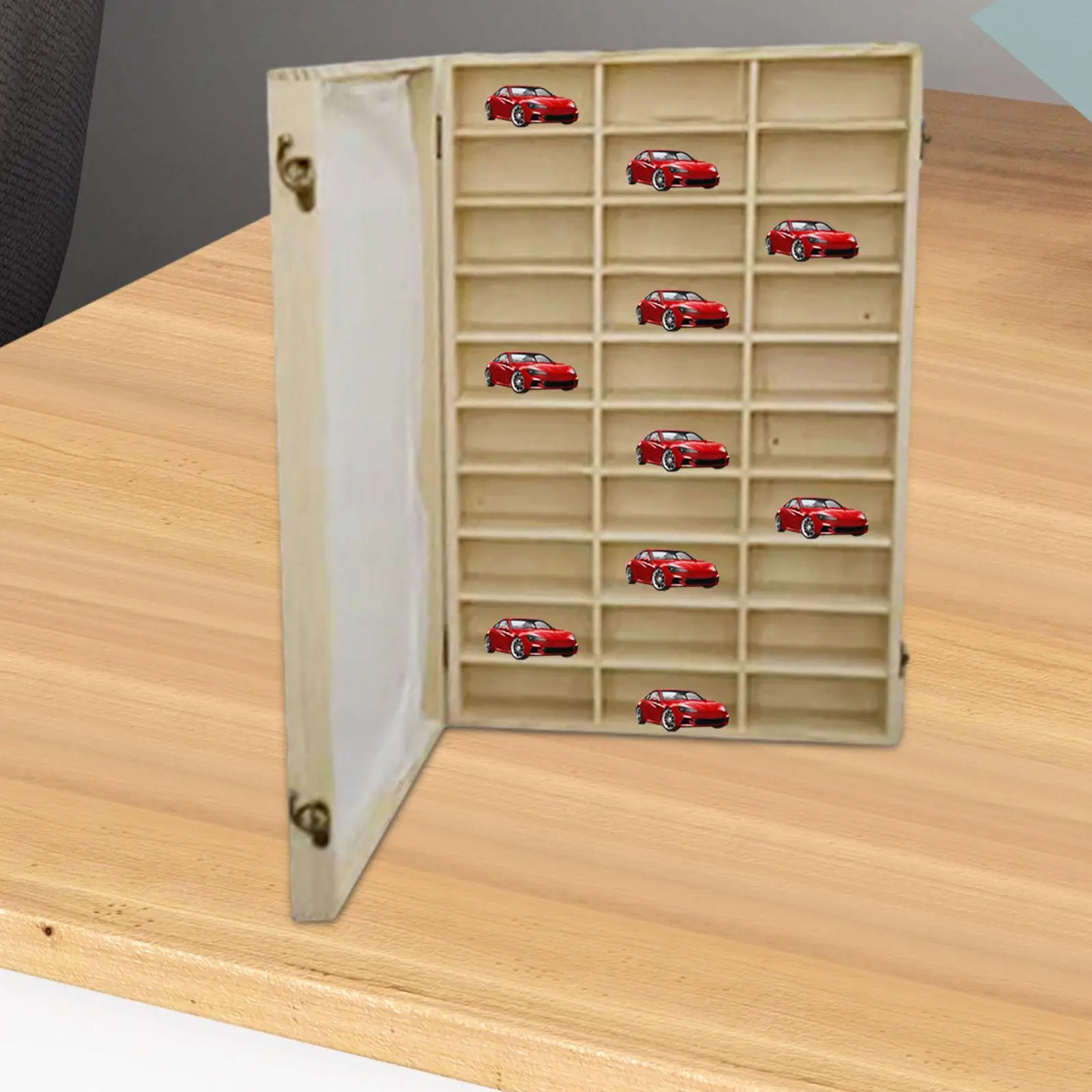 

Wood Display Storage Box with Door Wooden Shadow Box Display Cabinet for Doll Souvenir Collectibles Diecast Toys Action Figures