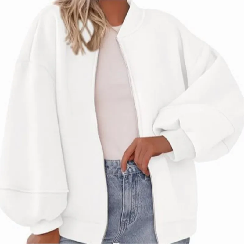 Autumn Winter Versatile Sweater Jacket Women's Zipper Long Sleeve Pilot Solid Color Sports Veste Femme Women Jacket Winter Coat