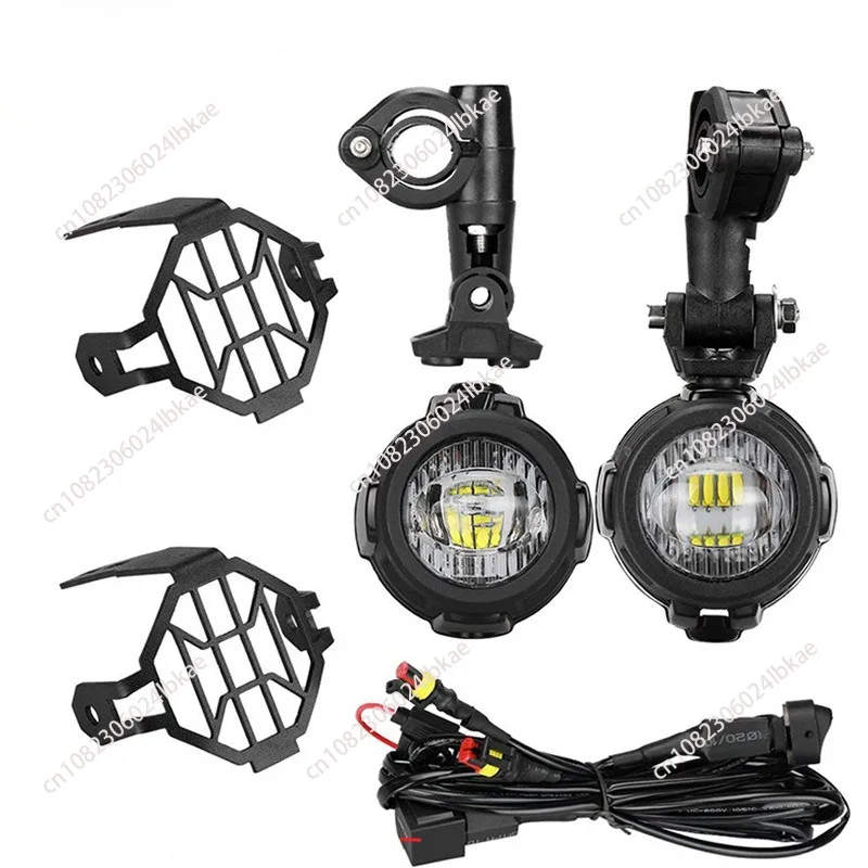 Pair 100W Motorcycle Headlight Fog Lights Led Auxiliary Driving Light Spotlight Headlamp Dual Color flasher farol Moto Fog Lamp.