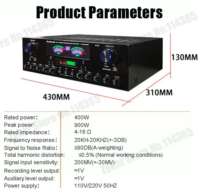 Hochleistungs-Soundverstärker SUNBUCK 999BT Bluetooth 5.0 Dual Dynamic Screen Stereo Hi-Fi Digitalverstärker für Heimkino-System – Detail 10