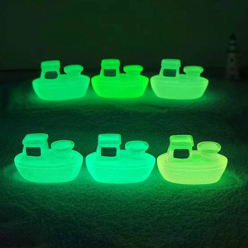 Creative Cute Boat Figurine Luminous Ornaments Miniature Landscape Decoration Cartoon Cruise Small Ornaments Crafts Gifts