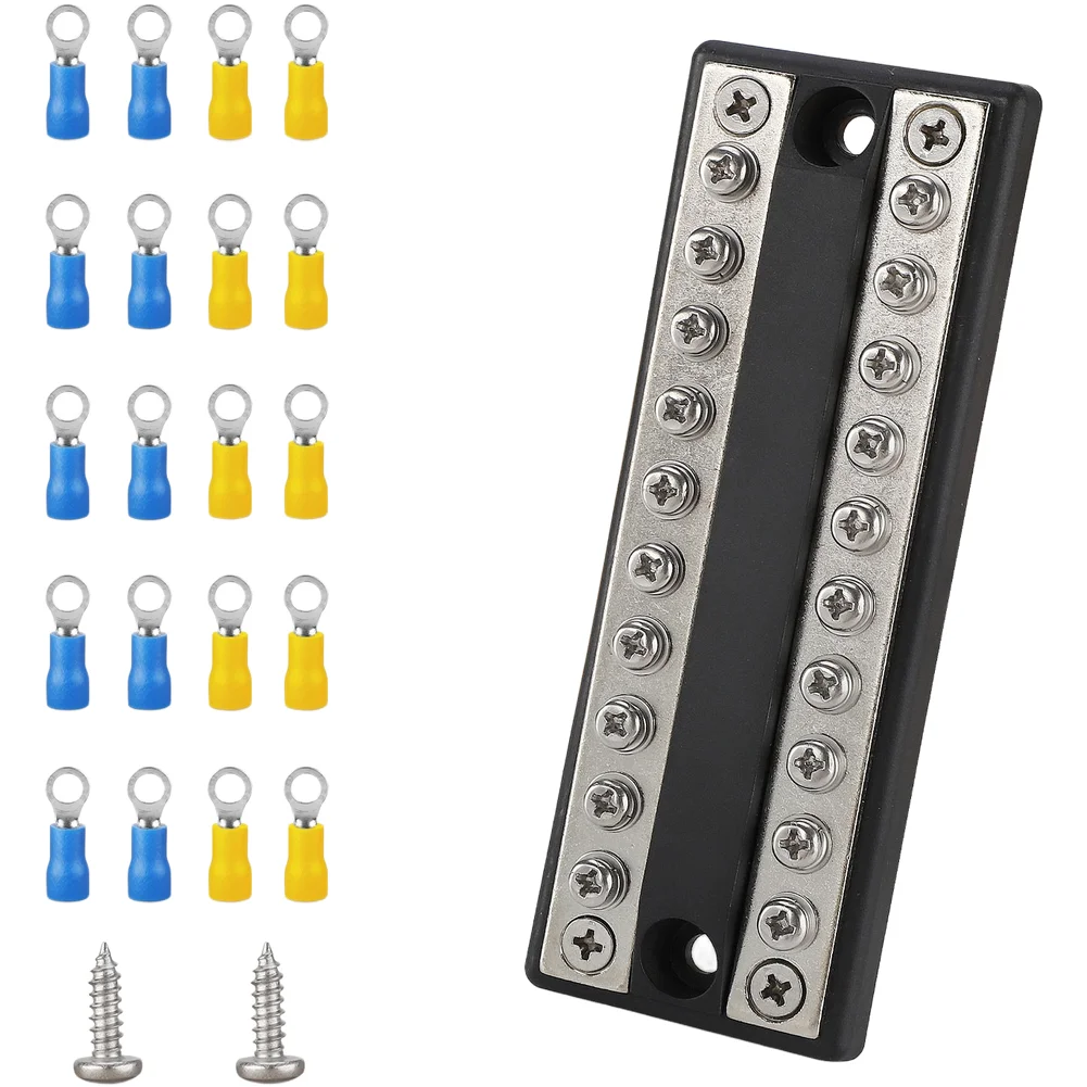 RV Yacht Dual Bus Bar 5 Circuit Terminal Block High Current Copper Nickel Plated RV Part & Accessories