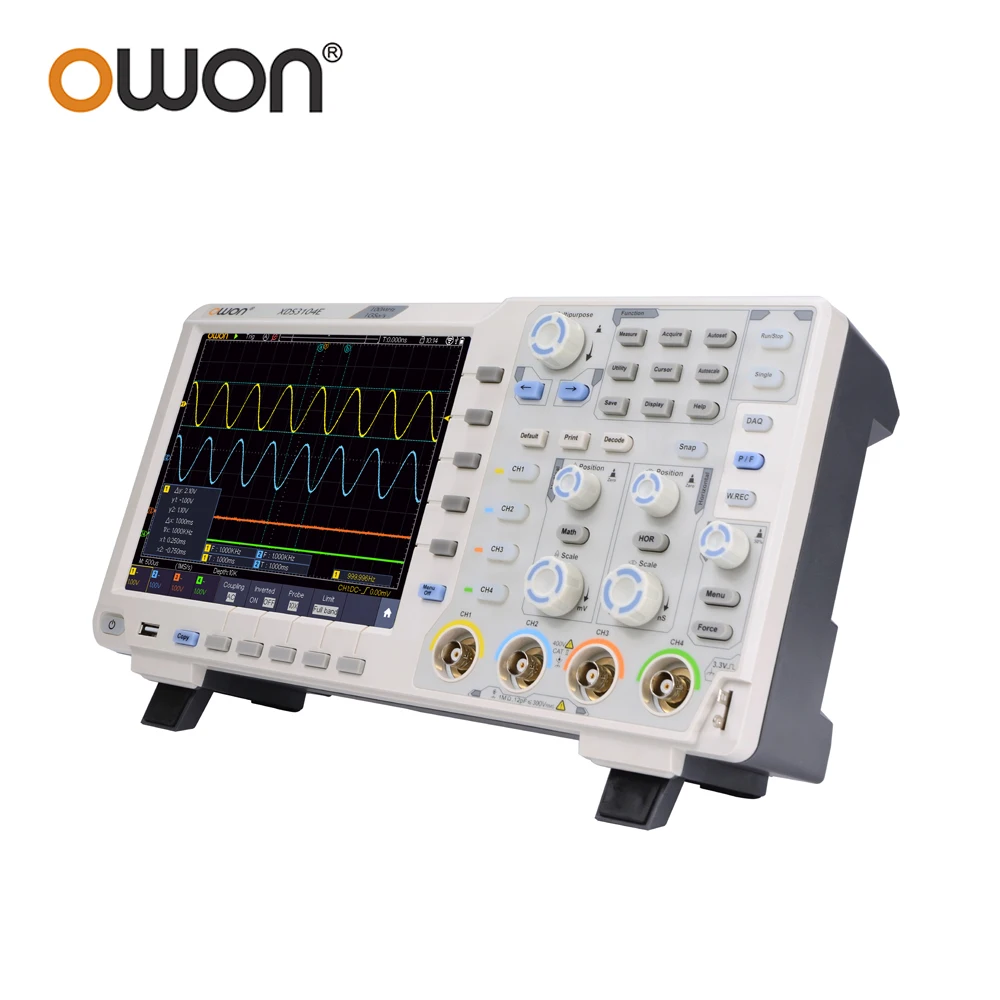 OWON 4CH Digital Oscilloscope 100MHz XDS3104E 60MHz XDS3064E 4 Channels 1GS/s 8inch Touchscreen I2C SPI RS232 CAN BUS Decording