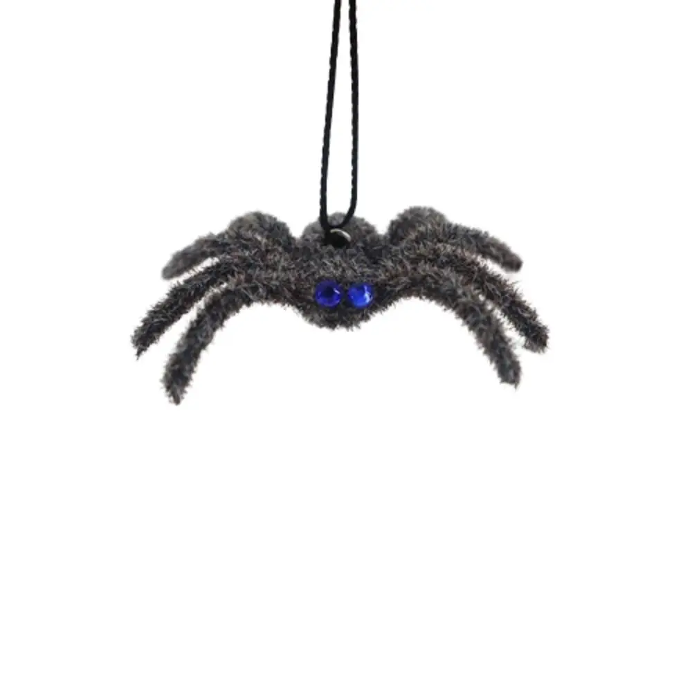 

Funny Halloween Plush Spider Pendants Realistic 3D Flocking Black Spider Fake Cartoon Artificial Spider Bar Party Decoration