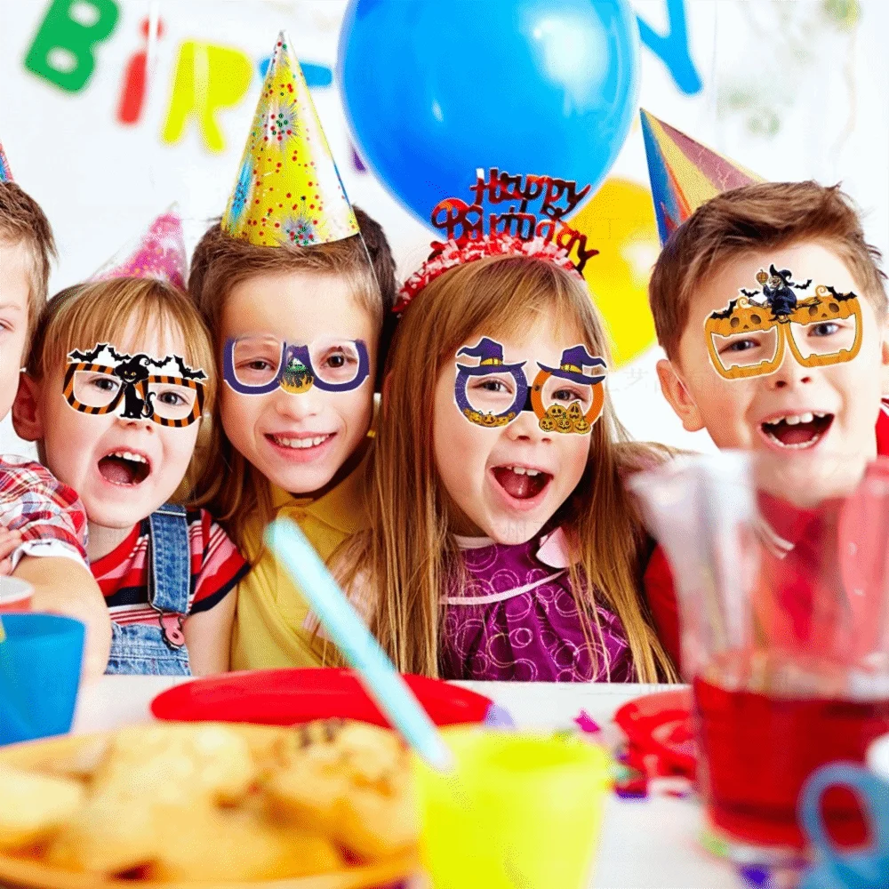 

6 pcs Funny Halloween Paper Glasses Spider Design Bat Design Cosplay Eyeglass Pumpkin Design Festival Costume Party Photo Props