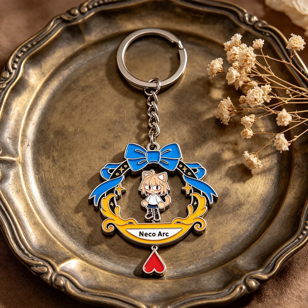 Anime Tsukihime Neco-Arc Drehbarer Schlüsselanhänger Doppelseitiger Drehender Katzenmädchen-Schlüsselring Kawaii Figur Metallanhänger Taschendekoration Fan-Geschenk – Detail 11