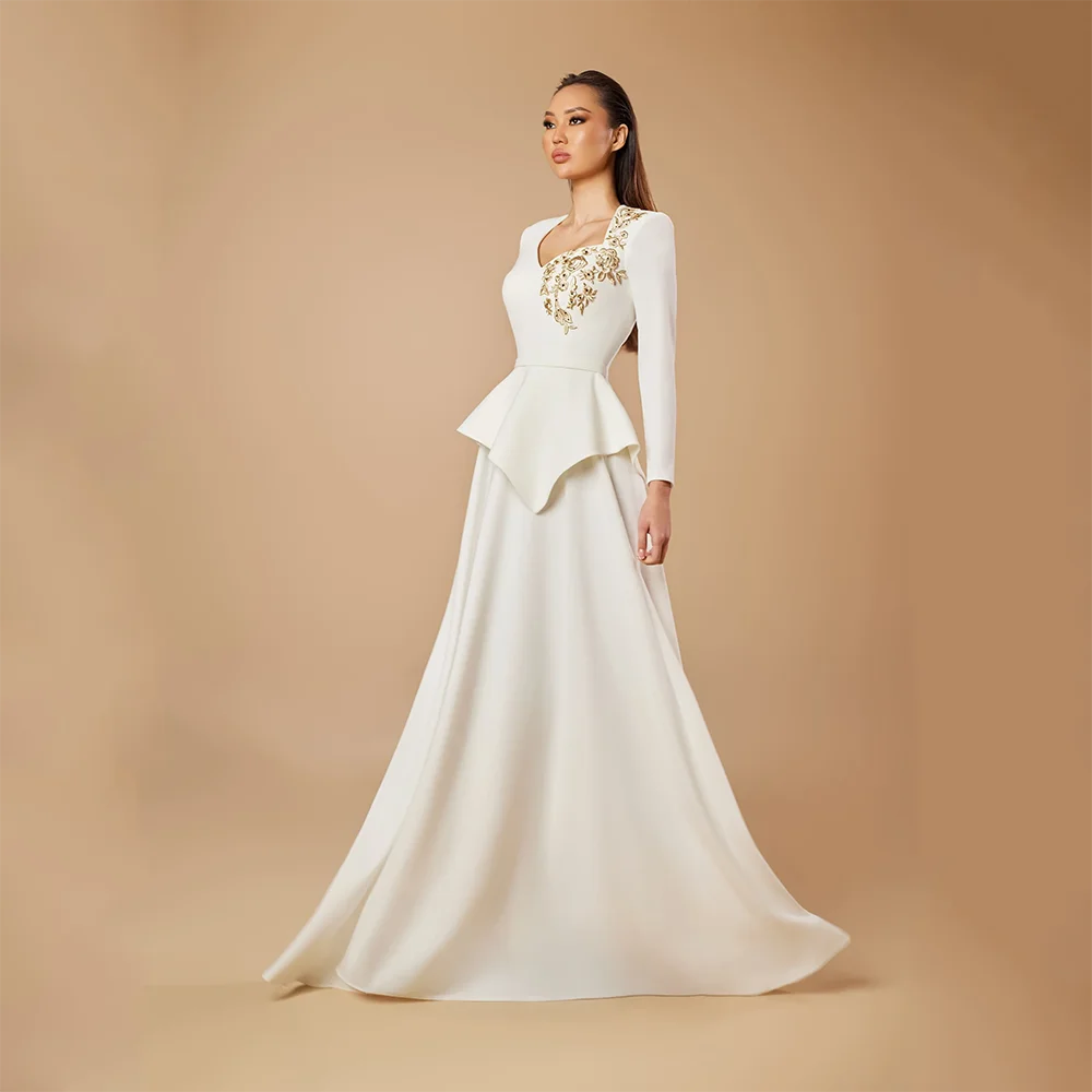 Abiti da sera semplici Maniche lunghe bianche Abiti da sera a sirena con fascia Lunghezza pavimento Abiti da ballo per occasioni formali Personalizzati