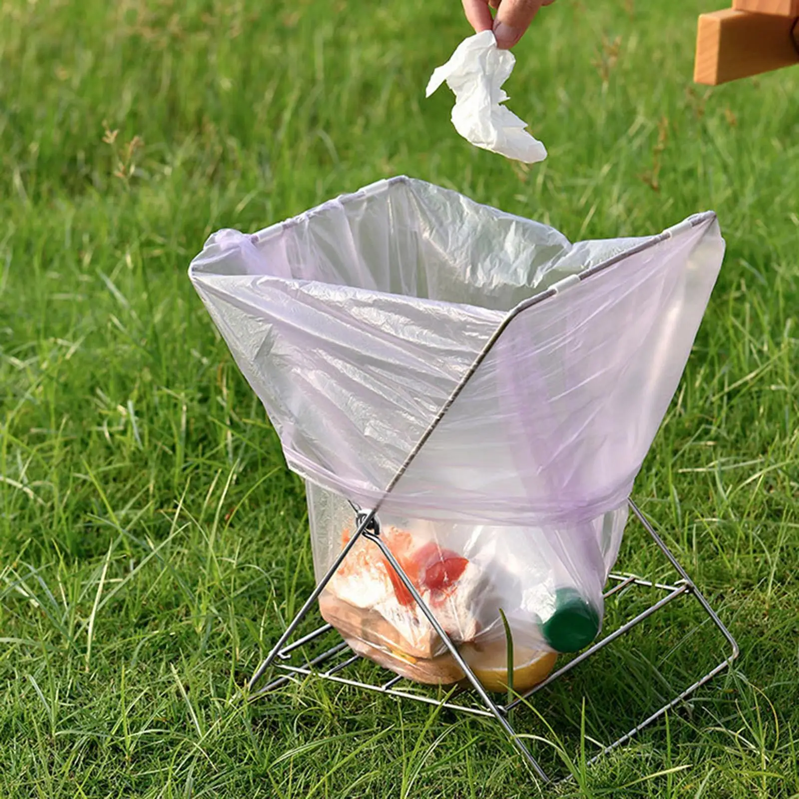 Trash Bag Holder Folding Stable Multifunctional Garbage Trash Bag Stand for