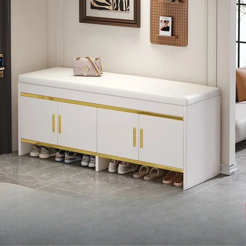 shoe change stool household light luxury door stool entry shoe stool can sit shoe cabinet soft bag seat stool integrated storage