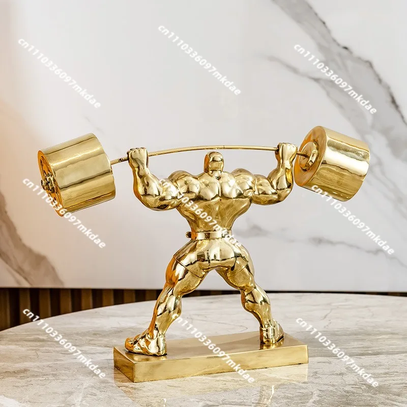 Go all out for creative inspirational brass weightlifting ornaments, modern high-end office study decorations