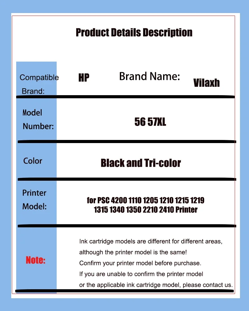 Substituição do cartucho de tinta 56XL 57XL para impressora hp 56 57 hp56 57 Deskjet 450 450cbi 450ci 450wbt F4140 F4180 5150 5550