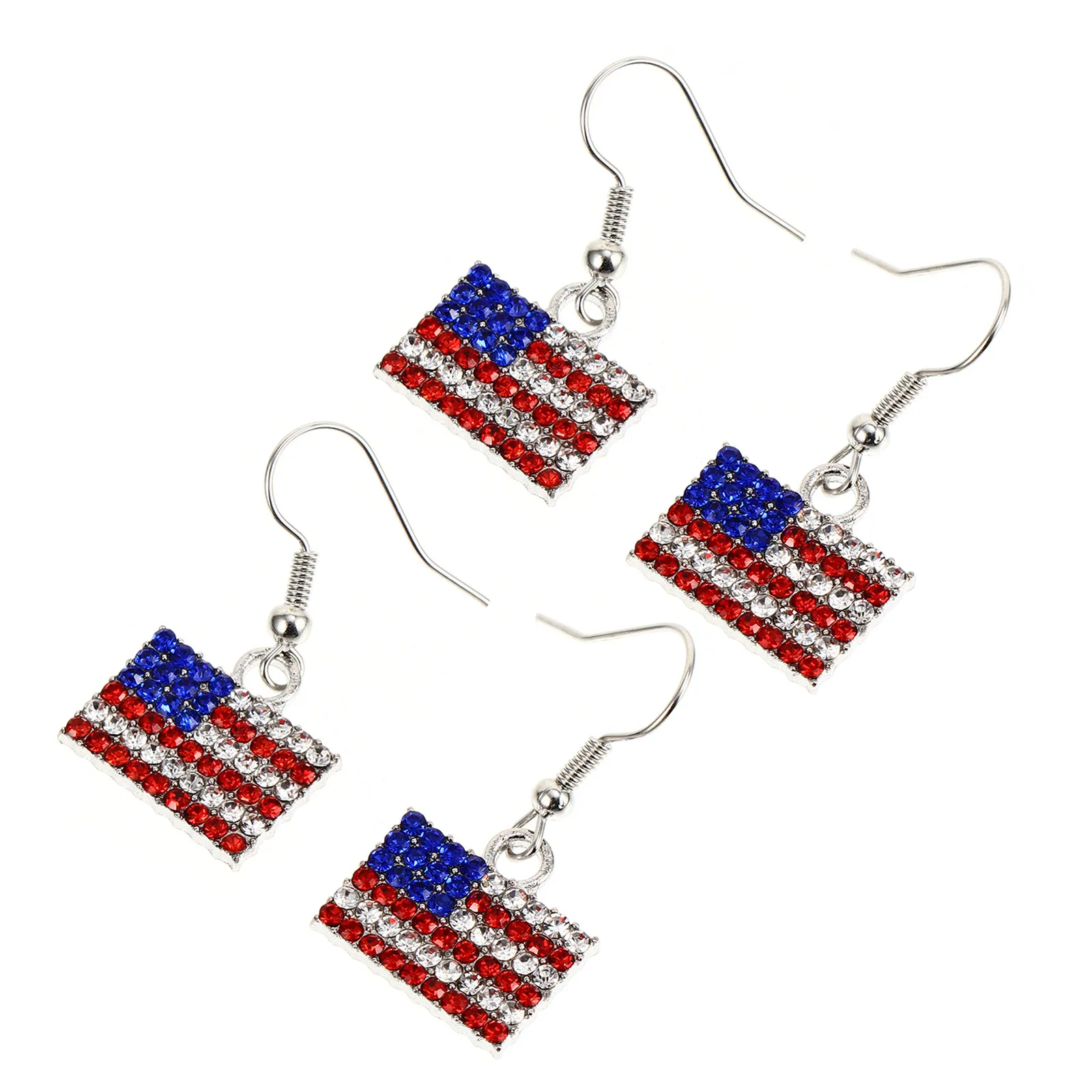 American Flag Earrings for Women – Alloy Rhinestone Independence Day Jewelry