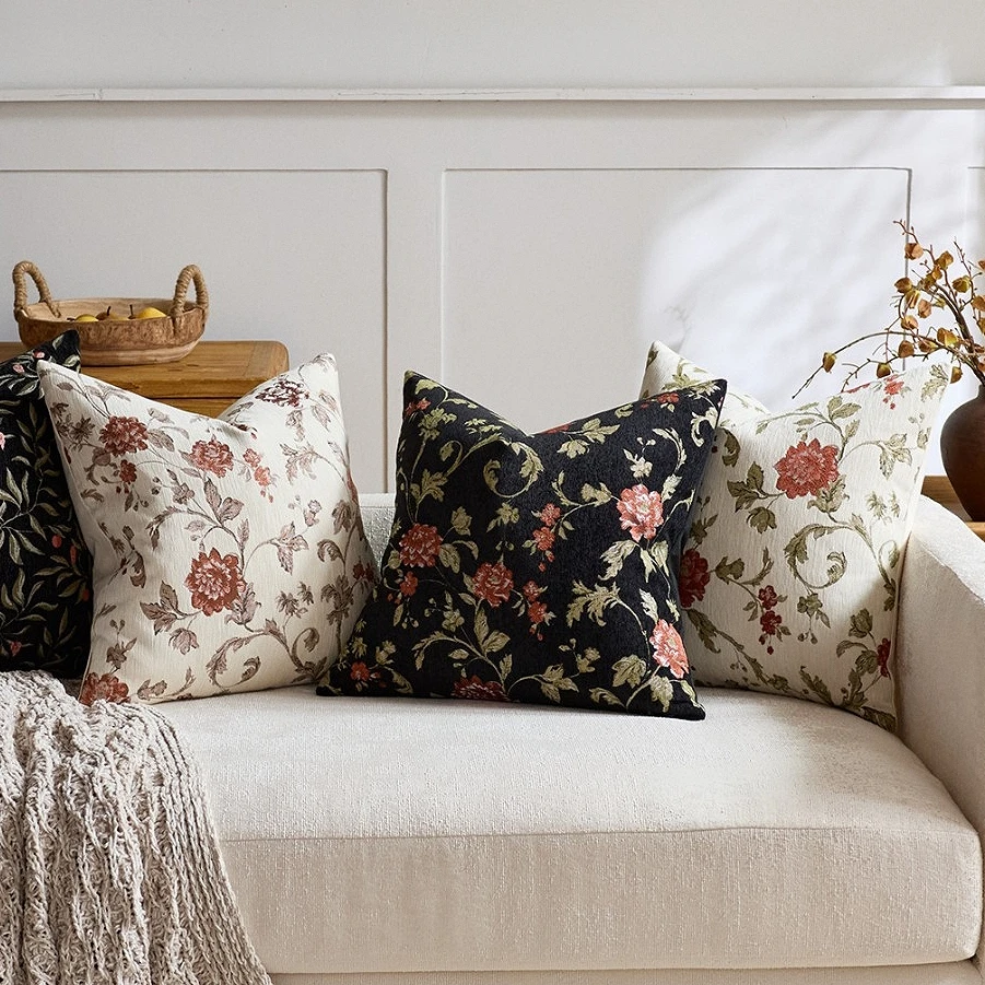 1pc Jacquard Begonia Cushion Cover 45x45cm 50x50cm Elegant Floral Pattern Decorative Pillowcase Sofa Throw Pillow Cover
