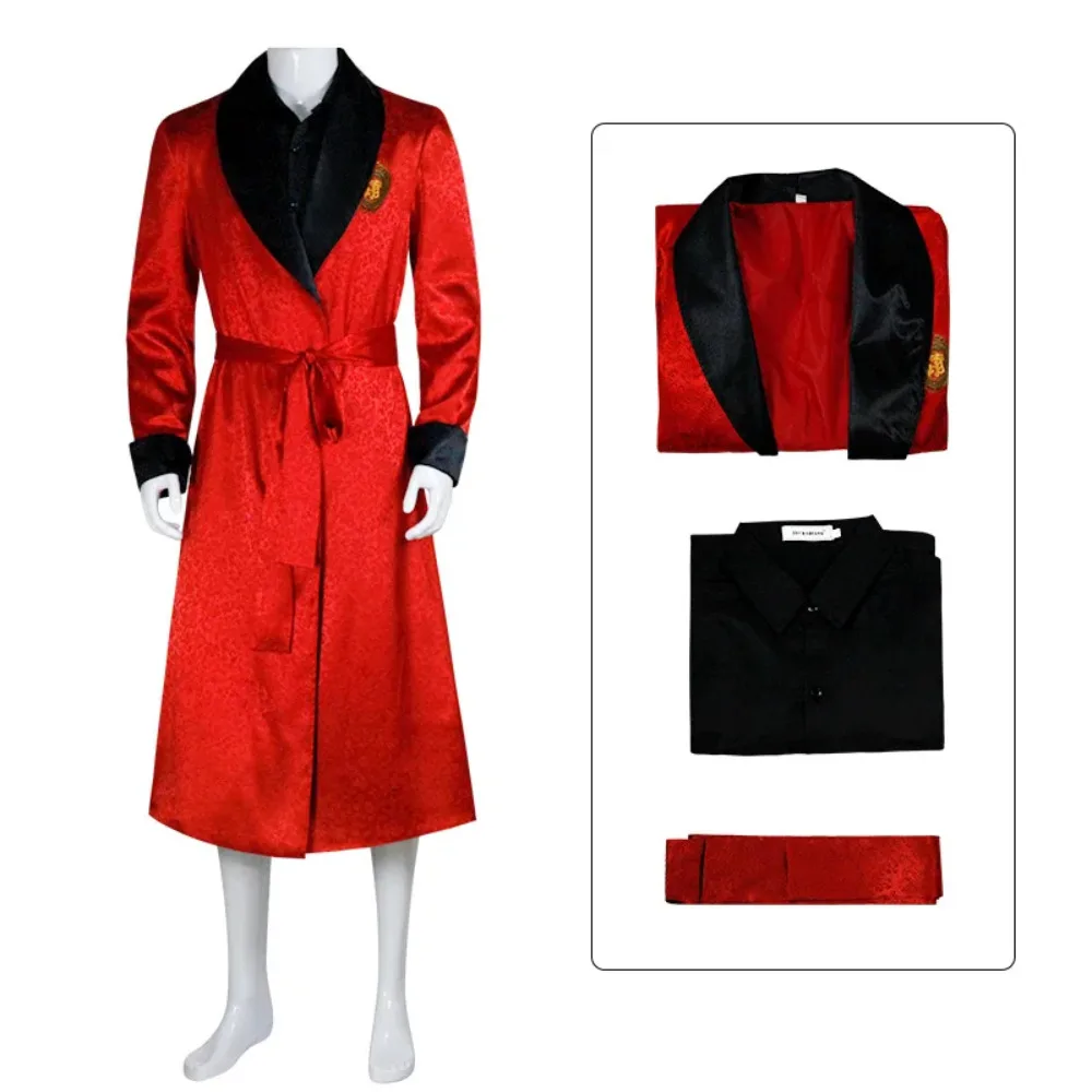 Movies Renfield Cosplay Costumes Full Set Vampire Red Trench Cloak Uniform for Men Adult Halloween Carnival Party Suit Roleplay