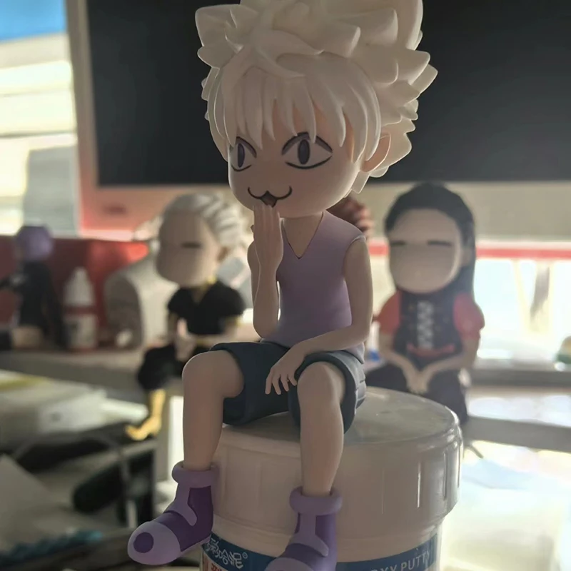 Hunter Hunter Figure Killua Zoldyck Anime Figure Cute Baby Face Sitting Figures Model Statue Doll Collection Decoration Toy Gift