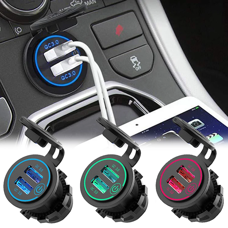 

Quick Charge 3.0 Car Charger Cigarette Lighter Socket Dual USB Port Fast Charge Car Accessories Interior for Phone MP3 12V 24V